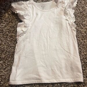 White Eyelet Ruffle Sleeve Tee